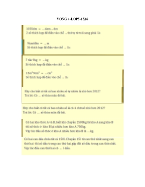 Đề violympic Toán Khối 5 - Vòng 4 - Năm học 2015-2016